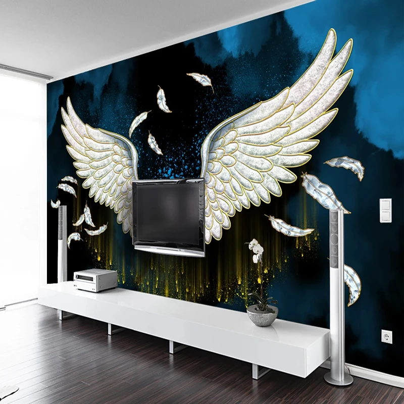 Custom European feather with white wings Photo Wall Murals Waterproof Wallpaper Living Room TV Home Decor 3D Fresco