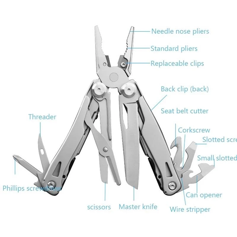 14 In 1Multi-tool Pliers Tactical Folding Pliers EDC Outdoor Camping Supplies Survival Kit Cable Wire Cutter Butterfly Knife