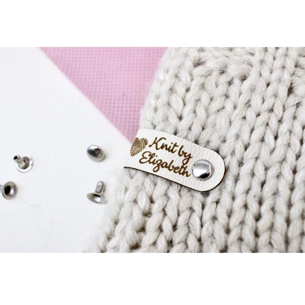 

personalized Logo Leather labels for knitted and crocheted items, Custom Faux Leather Tags, product tags, custom clothing labels