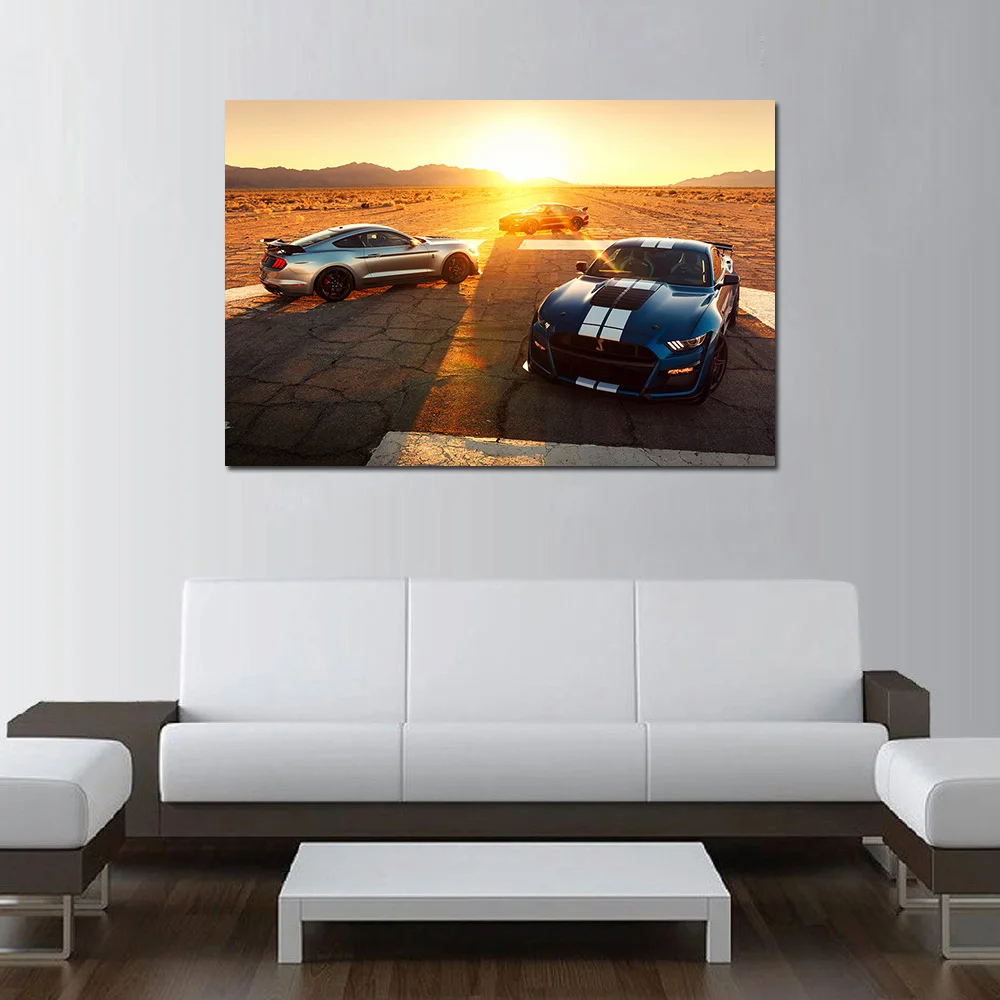 Mustang Shelby GT500 Sports Car Photo Wall Art Posters Canvas Print Modern Painting for Home Decor