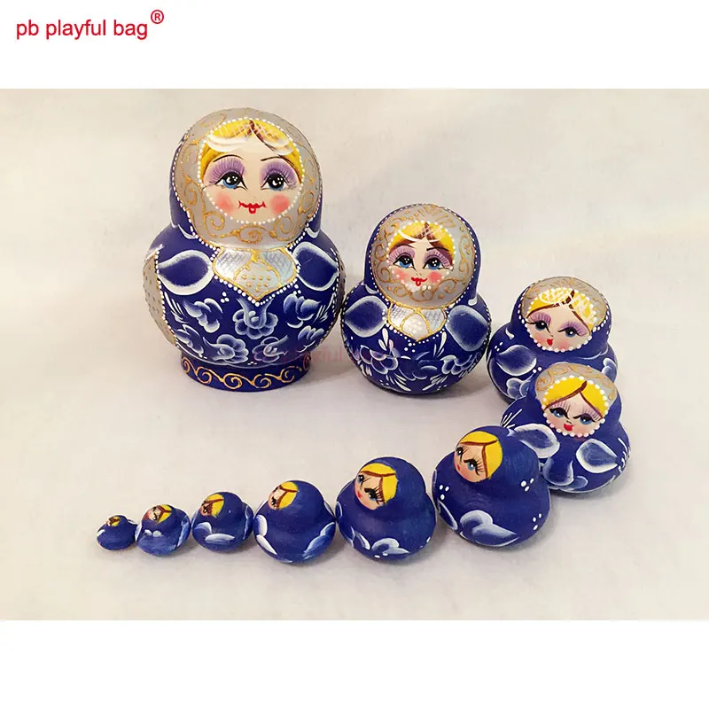 

PB Playful bag Ten layer colorful exquisite Russian dolls wooden DIY toy set craft birthday gift creative home furnishing HG95