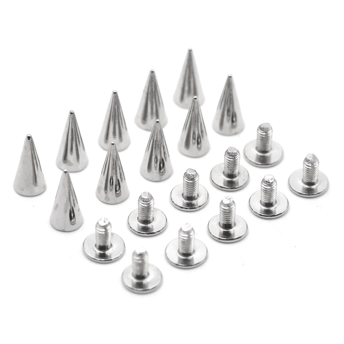 20Pcs Silber Kegel Niet Schraube Punk Stil Stud Leathercraft Spikes DIY Handwerk Liefert Kleidung Taschen Schuhe Zubehör 5.8*12mm – Detail 3