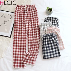 New Plaid Cotton Loose Ladies Pajama Pants Pyjama Trousers Women Men Sleep Bottoms Lounge Wear Sleep Pants Spring Summer