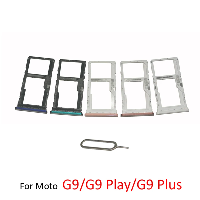 SIM SD Card Tray For Motorola Moto G9 Play G9 Plus Original New Phone SIM Chip Card Slot Holder Drawer Part + Pin