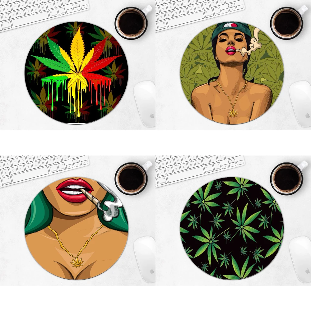 

Weed Anti-slip Mat Minie Round Mouse Pad Anime Mousepad Memo Pad Gaming Computer Laptops 220x220 200x200MM Mouse Mat Desk Pad