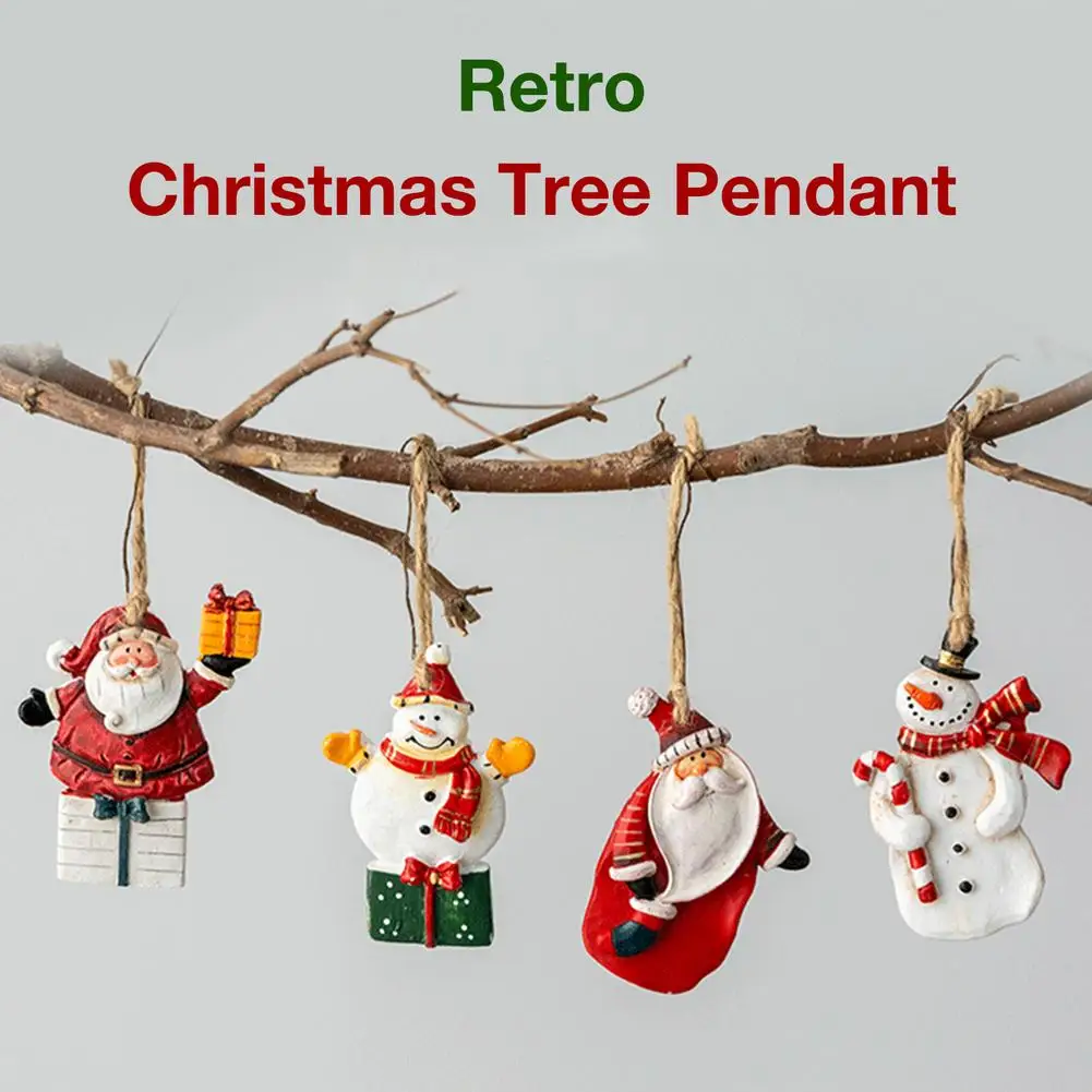 1pc Christmas Iron Pendant Ornaments Retro Christmas Tree Pendant Vintage Santa Claus Snowman Pendant Tree Hanging Gifts