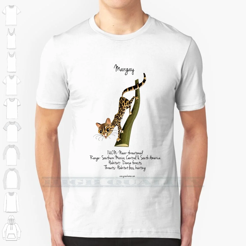 Camiseta de algodón 100% para hombre, camisa corta de Margay, América del Sur, México, Panamá, Brasil, fauna salvaje, gato, animales divertidos, gatos naturales