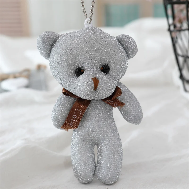 12cm Tie Plüsch Spielzeug Bär Puppe Anhänger Keychain PP Baumwolle Weiche Plüsch Bär Spielzeug Puppe Spielzeug Geschenk Hochzeit Zubehör keychain Anhänger