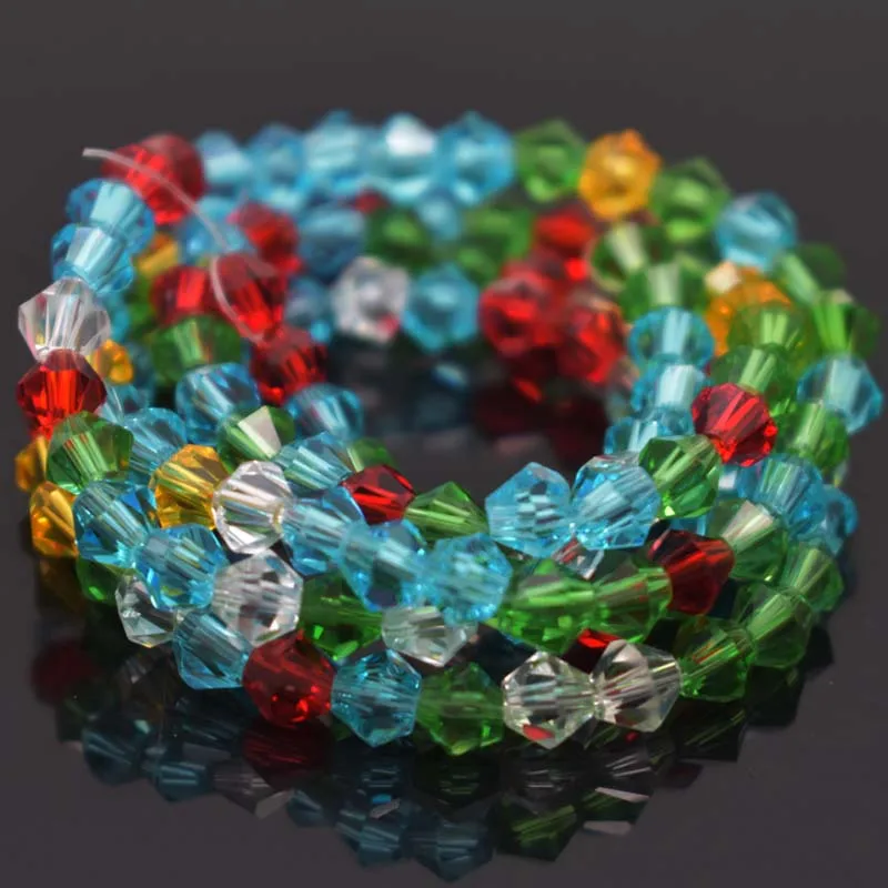 195pcs 4mm shiny Crystal Bead Bicone Glass Beads Loose Spacer Bead Austria Faceted Crystal Beads For DIY Jewelry Making