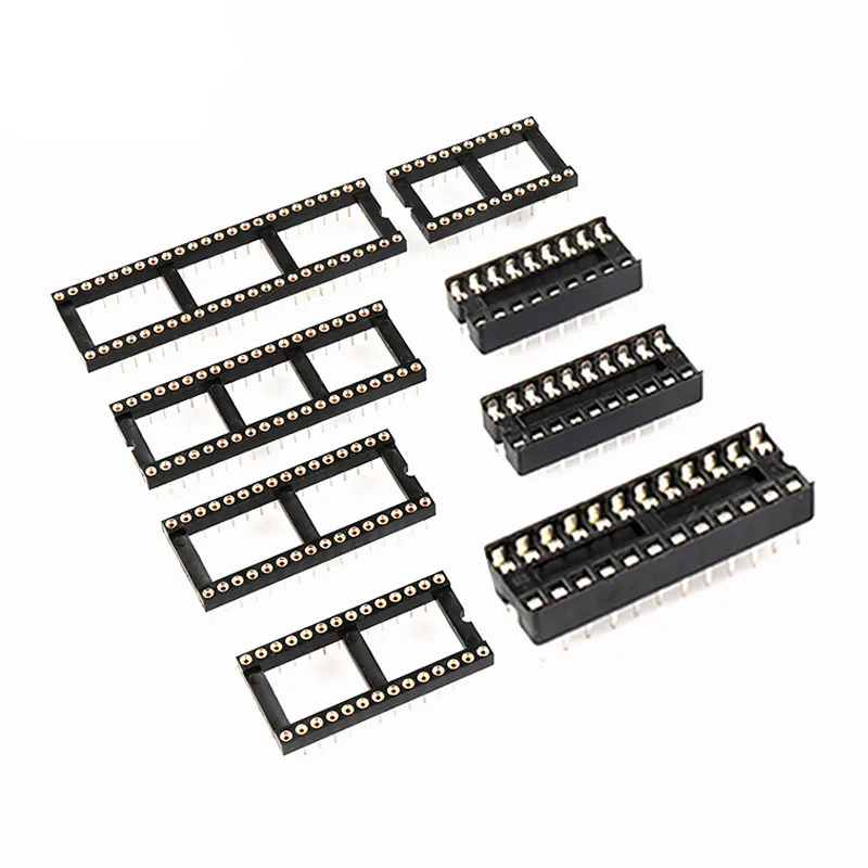 10PCS DIP IC Socket Adapter Integrated Block Straight Plug DIP Microcontroller Chip Round Hole Base  6P ~ 40P Solder Type