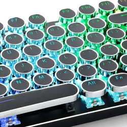 104 Keys Retro Round Keycaps Double Shot DIY Typewriter Keycap for Backlit Mechanical Keyboard Circular Key Cap