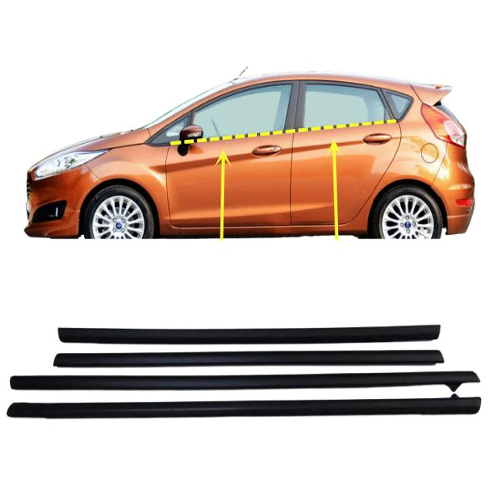 

4Pcs/set Car Exterior Styling For Ford Fiesta 2009-2014 Door Window Weatherstrips Seal Belts Strip Auto Moldings