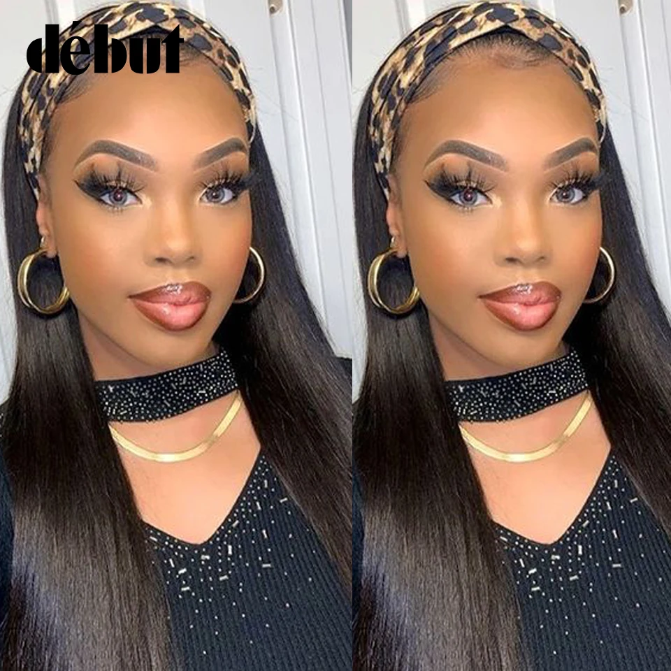 Debut Straight Headband Wigs For Women 100% Remy Straight Human Hair Bob Wigs 28\'\' Natural Black Glueless Cheap Human Hair Wigs