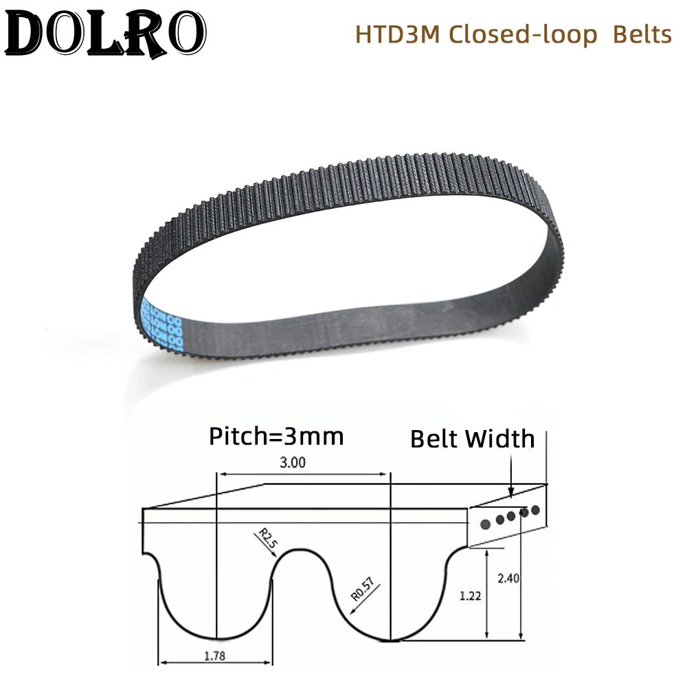 Arc HTD 3M Timing belt C=336 339 342 345 348 351 354 357 360 363 width 6/9/10/12/15/20mm Rubbe Closed Loop Synchronous pitch 3mm