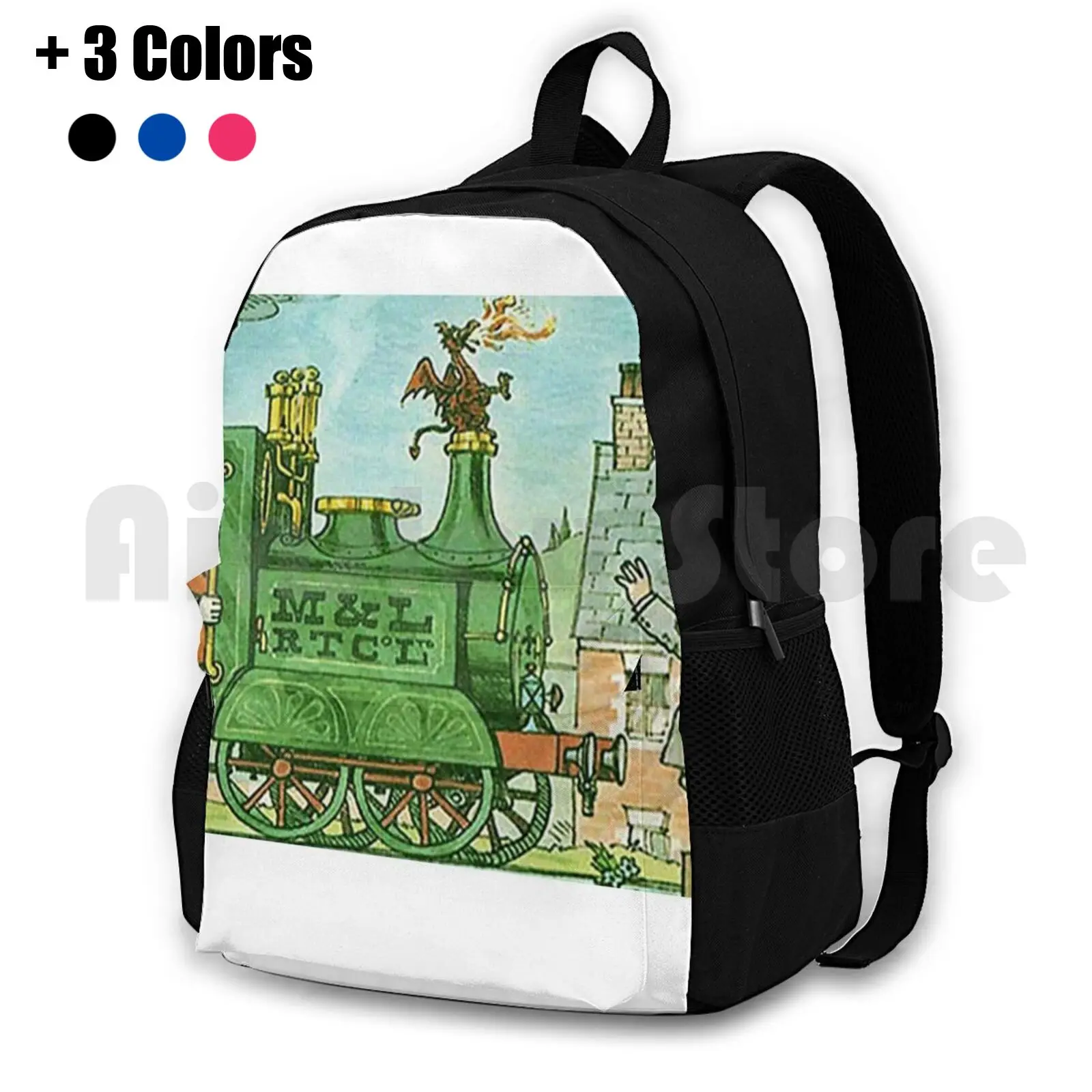 Ivor The Engine Outdoor Hiking Backpack Waterproof Camping Travel Vintage Ivor Engine Book Dvd Box Set Cardboard Cutout Phone