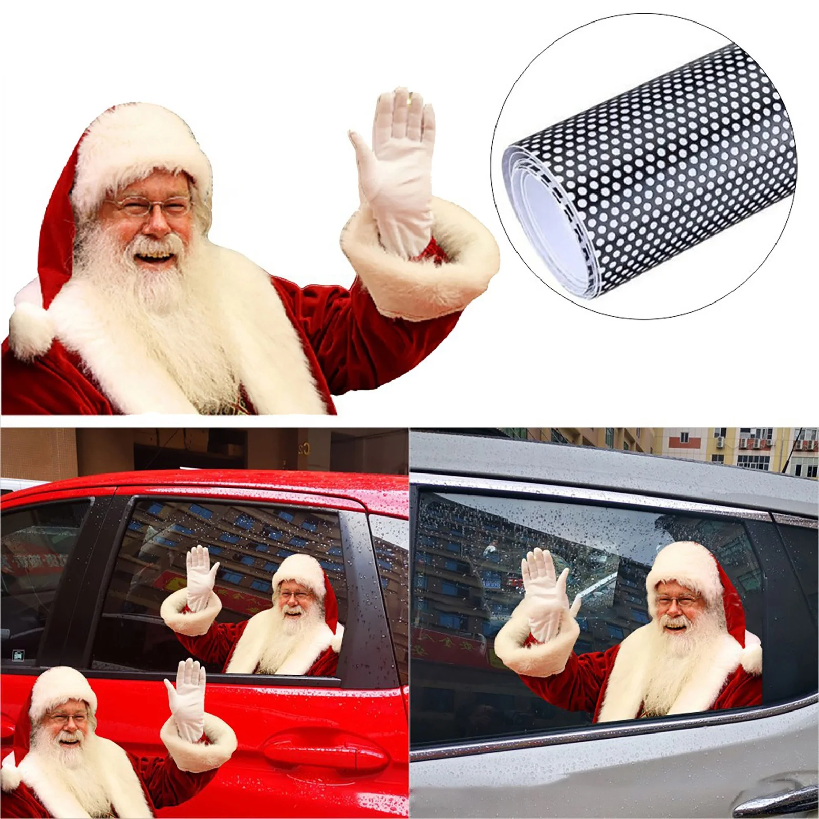 KAKUDER Christmas sticker 2020 3D Realistic Santa Claus Car Rear Window Sticker Decoration Mural adesivo de parede Drop Ship New