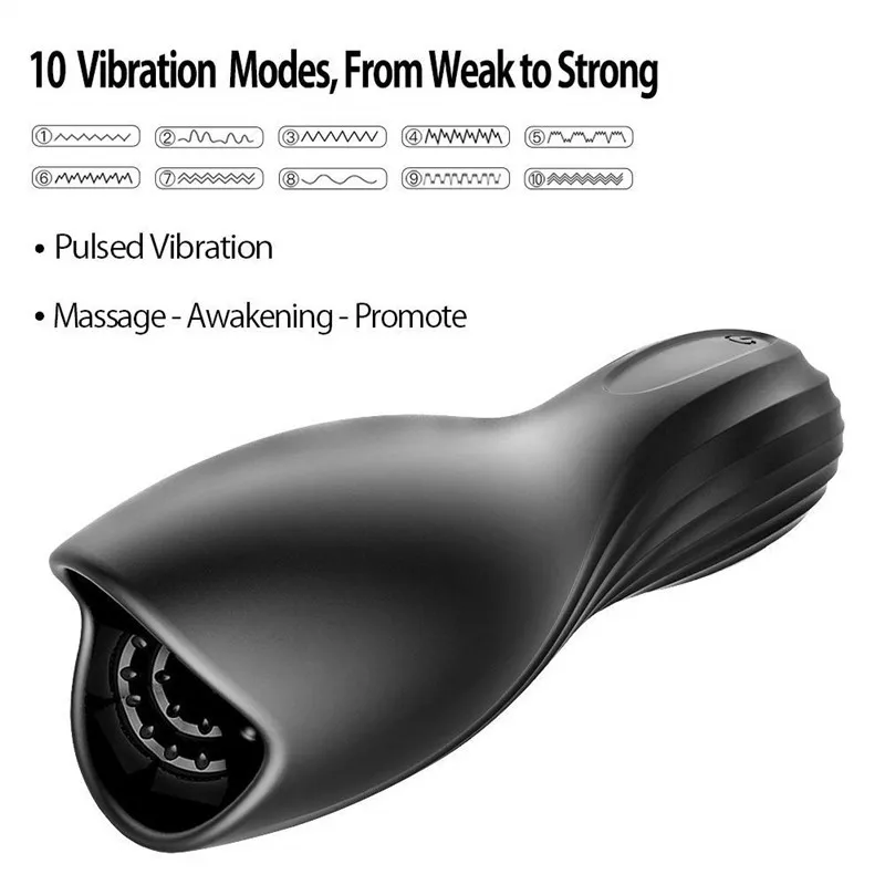 Masturbatie Cup Handsfree Masturbatie Speelgoed Mannelijke Vibrators Penis Ring Eikel Training Apparaat Vibrators Voor Mannen Sucher Likken