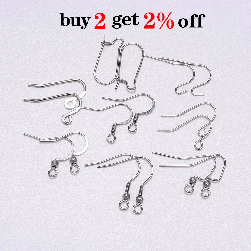 50pcs/lot 8 Shapes Stainless Steel Ear Hook Clasps Hooks Earring Findings Earwire For Jewelry Making Craft Supplies Accessories