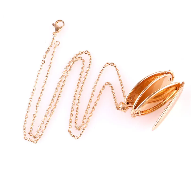 Fashion Album Box Necklaces Magic 4 Photo Pendant Memory Floating Locket Necklace Oval Flower Flash Box No photos