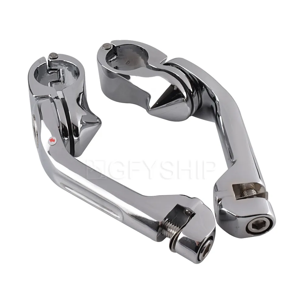 For Indian Chief For Harley All Models Goldwing Long Angled Adjustable Highway Foot Rests Mount Bracket 1-1.25