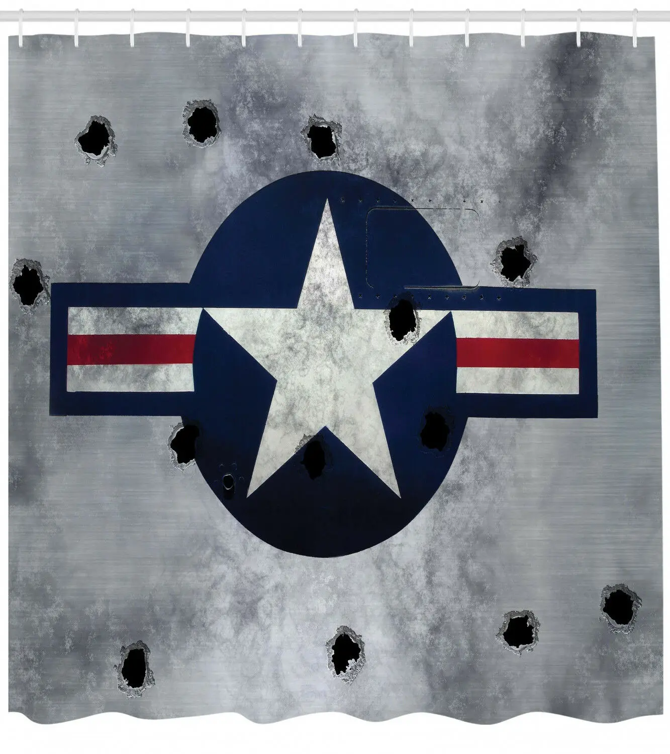 Army Logo USAF Grunge Metal Bullet Holes Artprint Shower Curtain