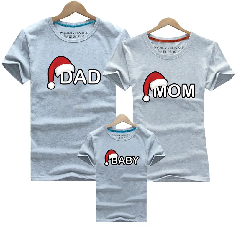 Dad Mom Baby Christmas T-Shirt Clothing for Family Matching Outfits Clothes Mother Daughter Father Son Look Mommy and Me Shirt