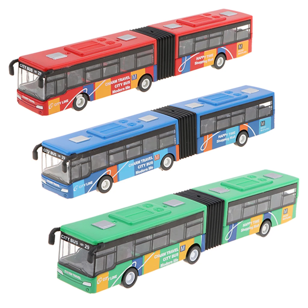 Friction Powered Pull Back and Go Car Articulated Bus for Kids Toddler Boys & Girls Aged 2 3 4 5 Year Old Birthday Gifts