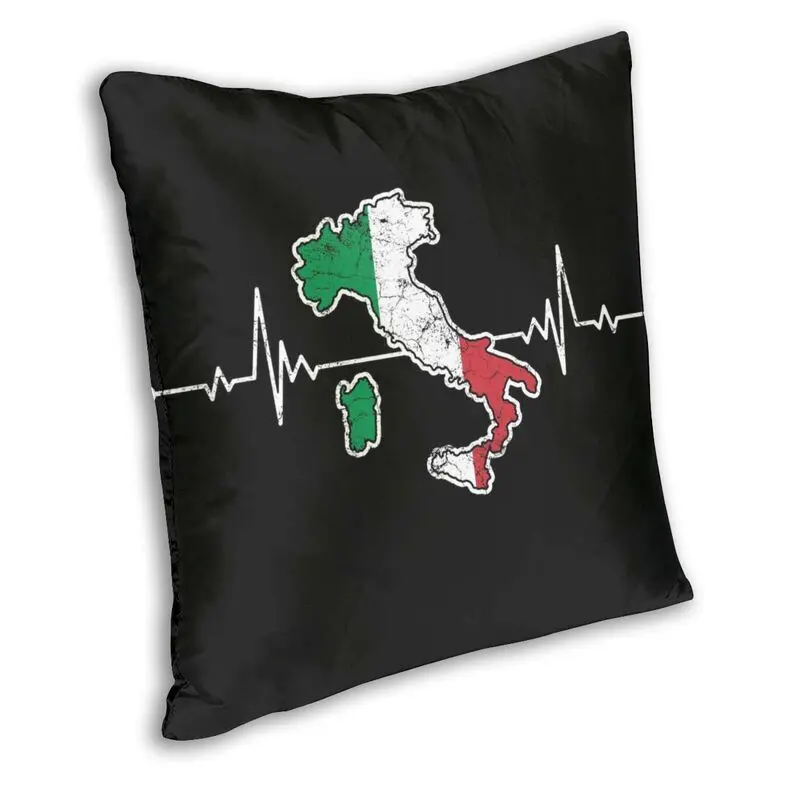 Fashion Heartbeat Italy Flag Map Pillow Case Decoration 3D Two Side Print Italian Patriotic Cushion Cover for Living Room