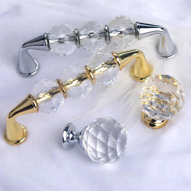 96mm fashion deluxe crystal dresser wine cabinet  TV cabinet  bathroom cabinet kitchen cabinet door handle pull knob silver gold