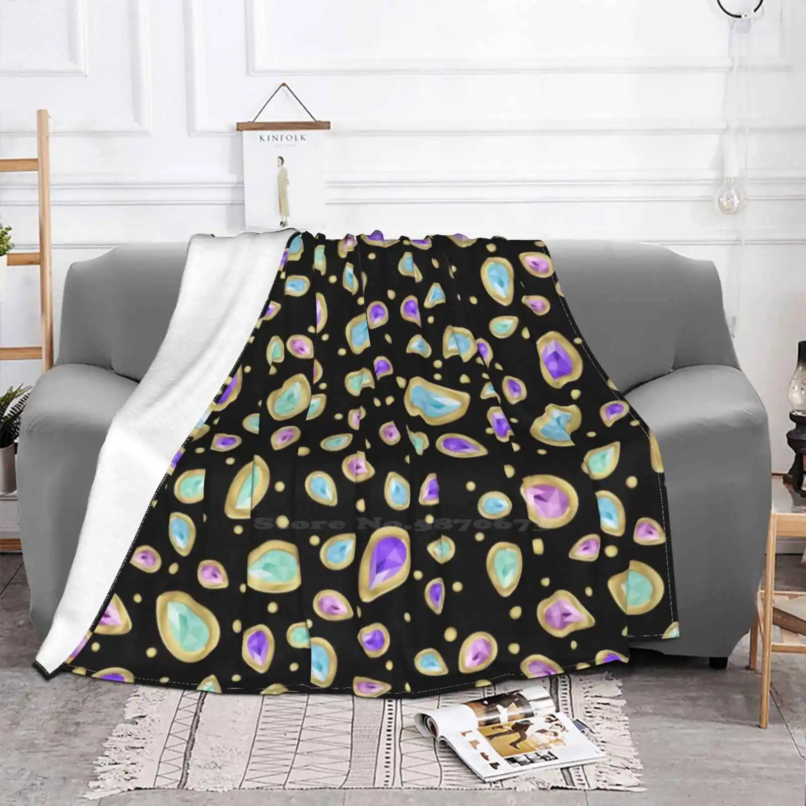 Diamonds In A Gold Frame ( Black ) Air Conditioning Blanket Soft Throw Blanket Beautiful Beauty Bright Carat Collection Crystal