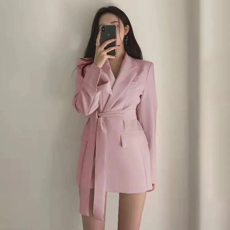 Women Long Sleeve Tailored Coat Korean Fashon Spring Autumn Suit Jacket Office Lady Solid Blazer Female Casual Streetwear Tops