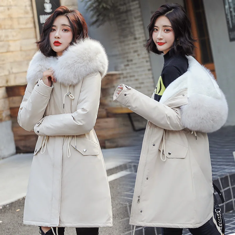 women winter coat section Korean version of the slim waist down  cotton Parkas jacket new large fur collar thick warm jacket