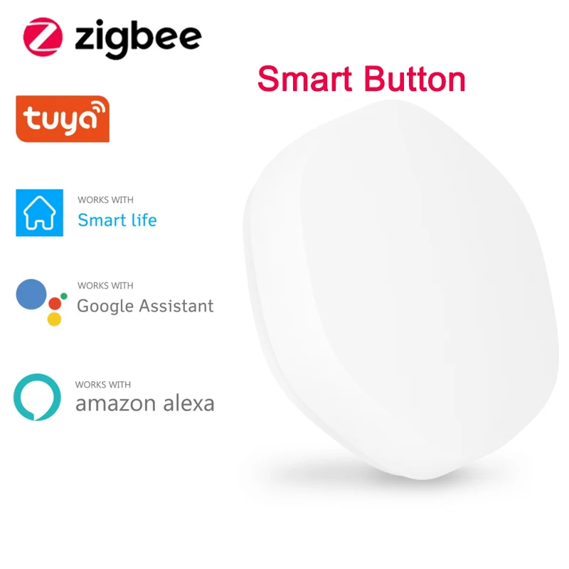 Tuya Zigbee 3.0 Smart Button Wireless Scene Switch Button Control Multi-scene Linkage Smart Switch Work With Tuya Zigbee Gateway