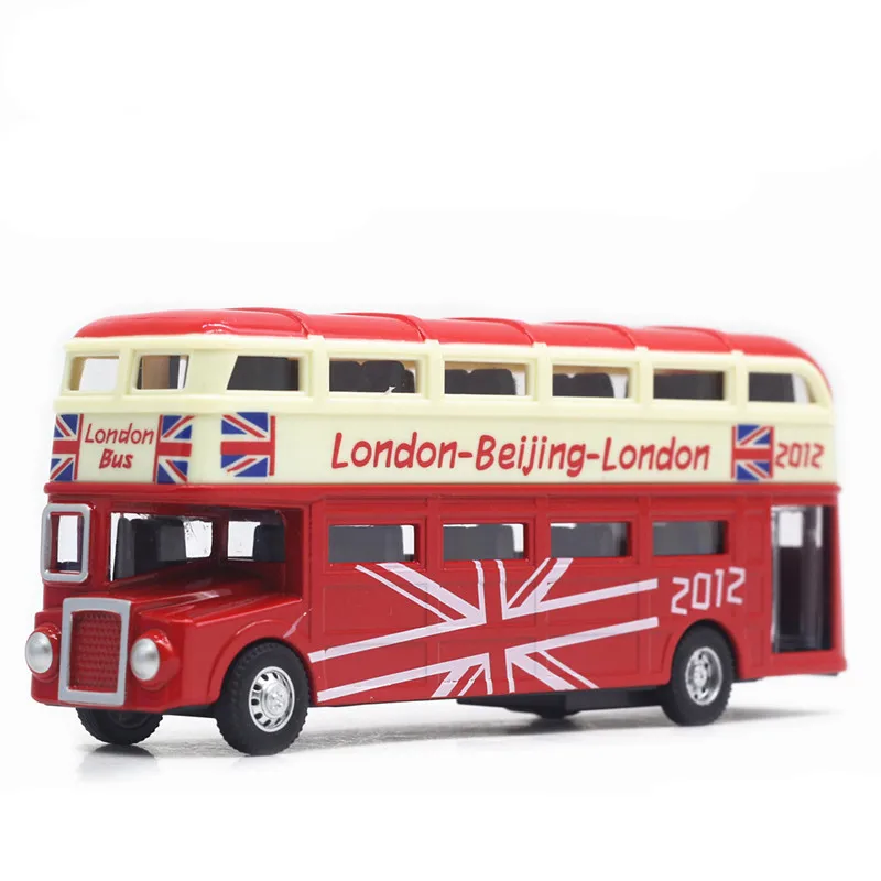 1:90 alloy pull back double-decker sightseeing bus tour bus,children's educational toys,simulation sound and light,free shipping