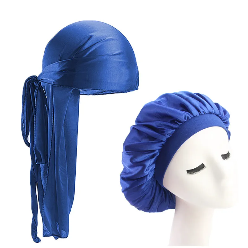 Unisex Durags and Bonnets Suitable Men and Women Long Tail Silky Durag and Bonnet For Couple Comfortable Chemo Cap