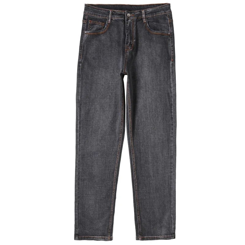 Marke männer Lose Jeans Plus Größe 44 46 48 Klassische Smoky Grau Hohe Taille Geschäfts Gerade Casual Denim Hosen männliche Hosen