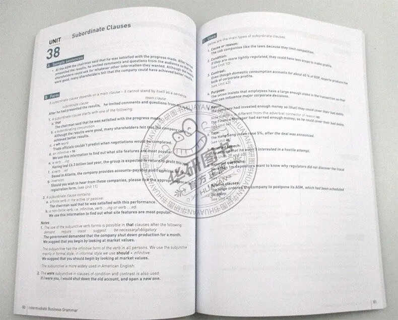 Libros de aprendizaje de idiomas originales, B1-B2 de práctica de gramática y negocios