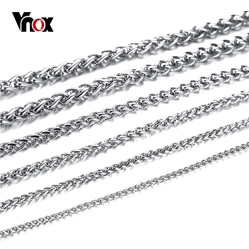 Vnox Men\'s Spiga Chain Necklace Color Stainless Steel Wheat Long Necklace Colar Masculino Rapper Hip Hop Italy Jewelry