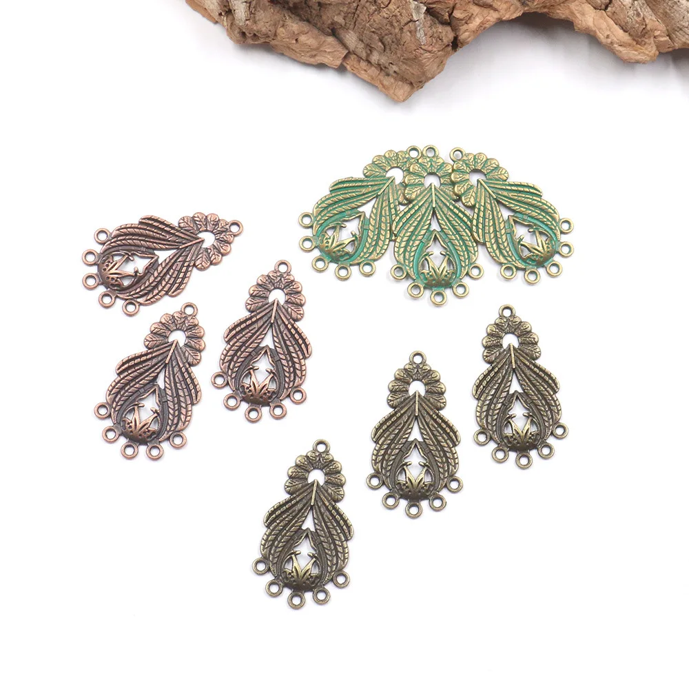 2021 neue 6 teile/beutel 39*22mm Retro Zink-legierung Wasser Tropfen Blumen Stecker Charms für DIY Halskette Ohrringe schmuck Zubehör