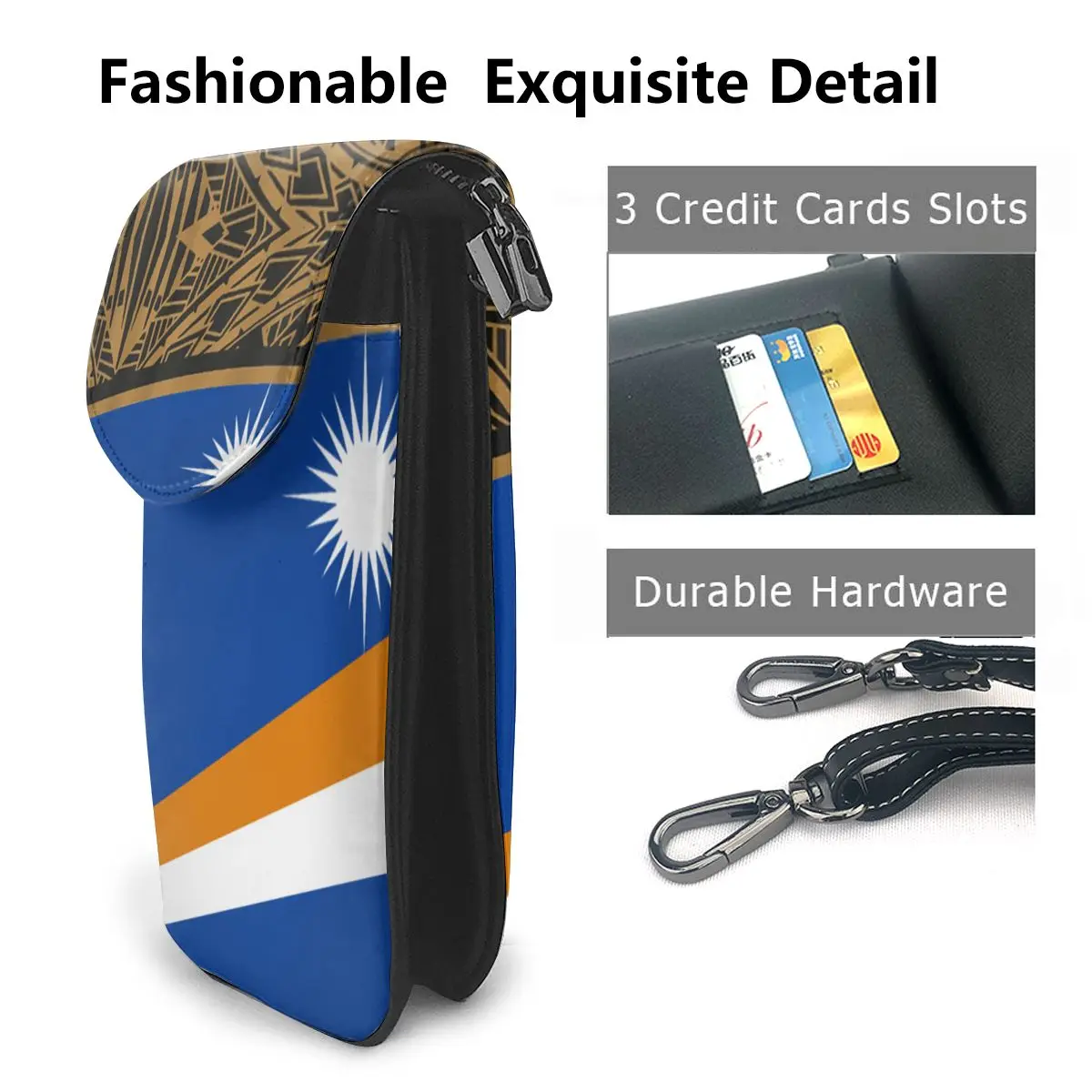 Polynesian Marshall Islands Print Mini Purses Small Phone Handbags Leather Messenger Bag Female Crossbody Shoulder Bag For Women