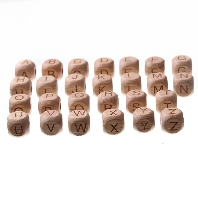 20pcs Square Alphabet Beads 10/12mm Natural Beech Wood Letter Beads For Jewelry Making Handmade Diy Necklace Bracelet Accessorie