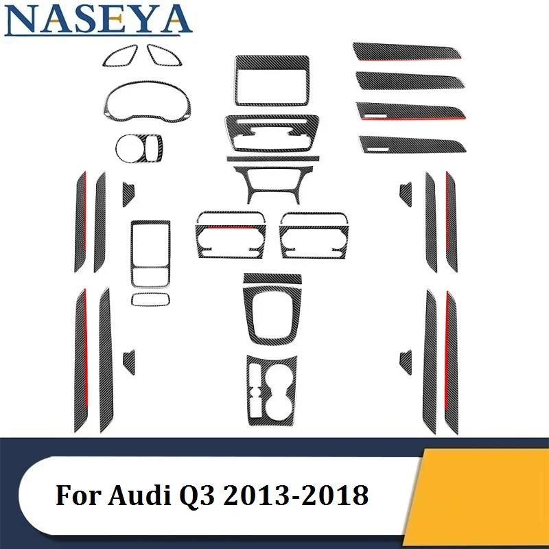 

Car Decorative Styling Interior Accessories For Audi Q3 2013 2014 2015 2016 2017 2018 Carbon Fiber Black Various Parts Stickers