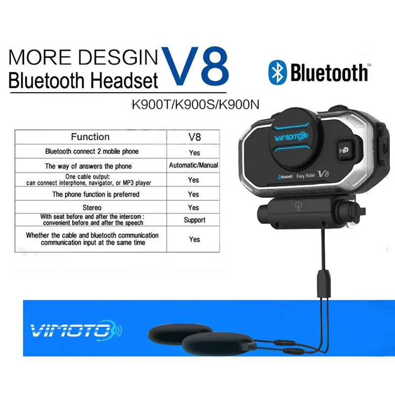 Vimoto V8 Motorradhelm Headset Bluetooth Stereo Intercom Anruf Drahtlose Kommunikation Interphone – Detail 1