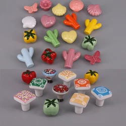 1x Lovely Ceramic Knobs Colorful Drawer Wardrobe Kitchen Cupboard Door Handle With Screw