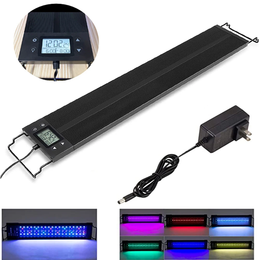 Imagem -03 - Timmeraquário Lâmpada Led de Espectro Completo Lâmpada de Controle de Intensidade para Crescimento de Plantas Sol Sol Luz Marítima para Tanque de Peixes Rgb 110v 220v