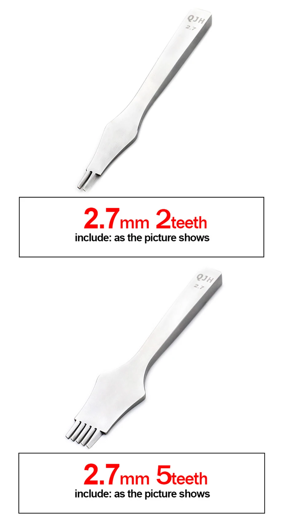 2.7/3.0/3.38mm Leder Handwerk schräg flach Diamant Stechen Eisen Set-2/3,85 Zinken Diamant Meißel hand gefertigte Bastel bedarf – Detail 9
