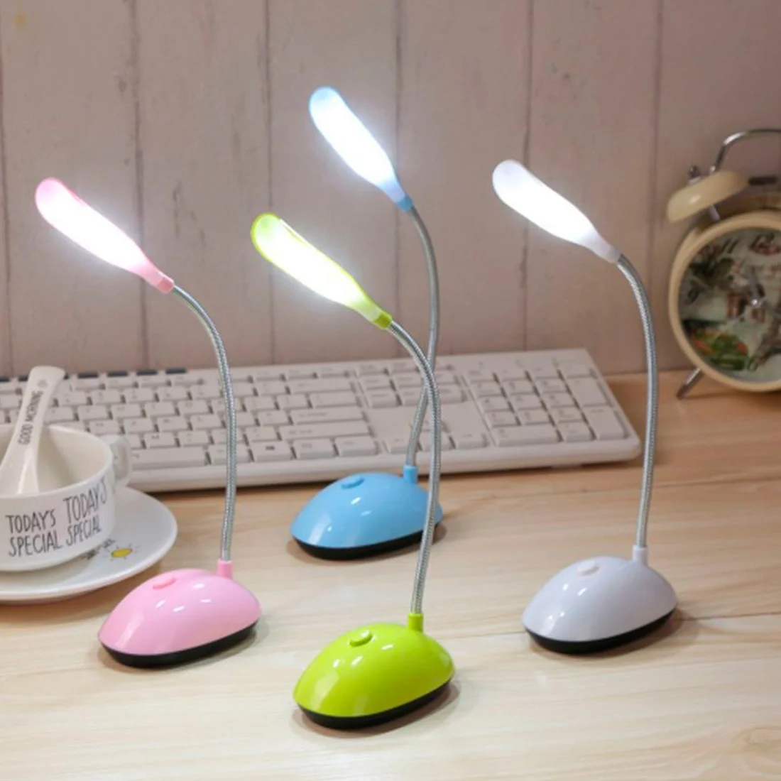 Battery Operated LED Reading Night Lamp Flexible Table Light Foldable Switch Desk Working Study Light For Kids Student Office