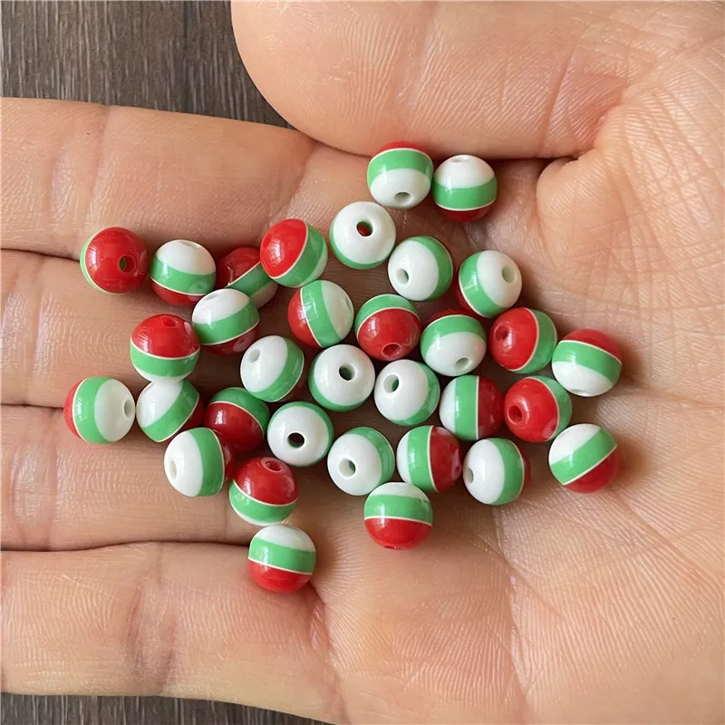100pcs 8mm mixed batch of colorful resin national flag pattern DIY handmade necklaces bracelet spacer beads jewelry