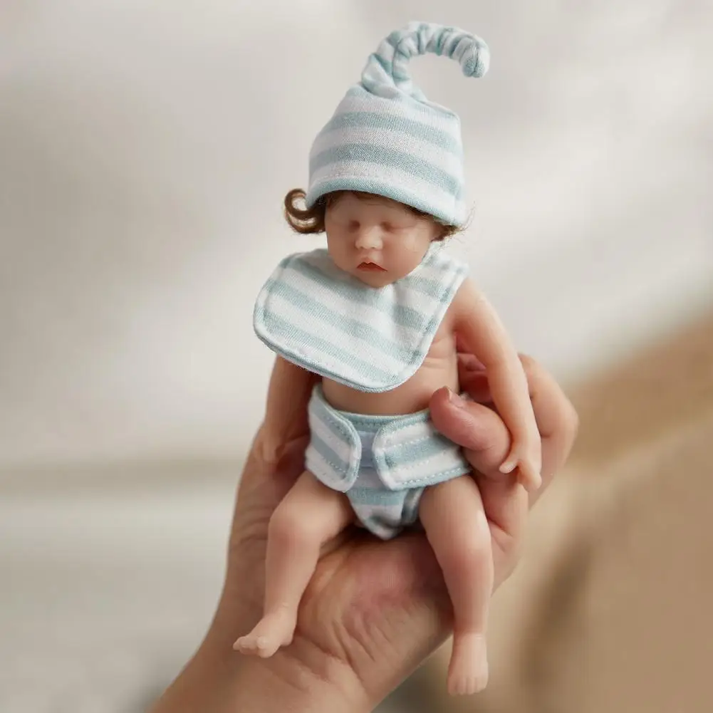 6in Mini Reborns Doll Baby Girl Doll Full Body Silicone Realistic Artificial Soft Toy With Rooted Hair Popular Gifts