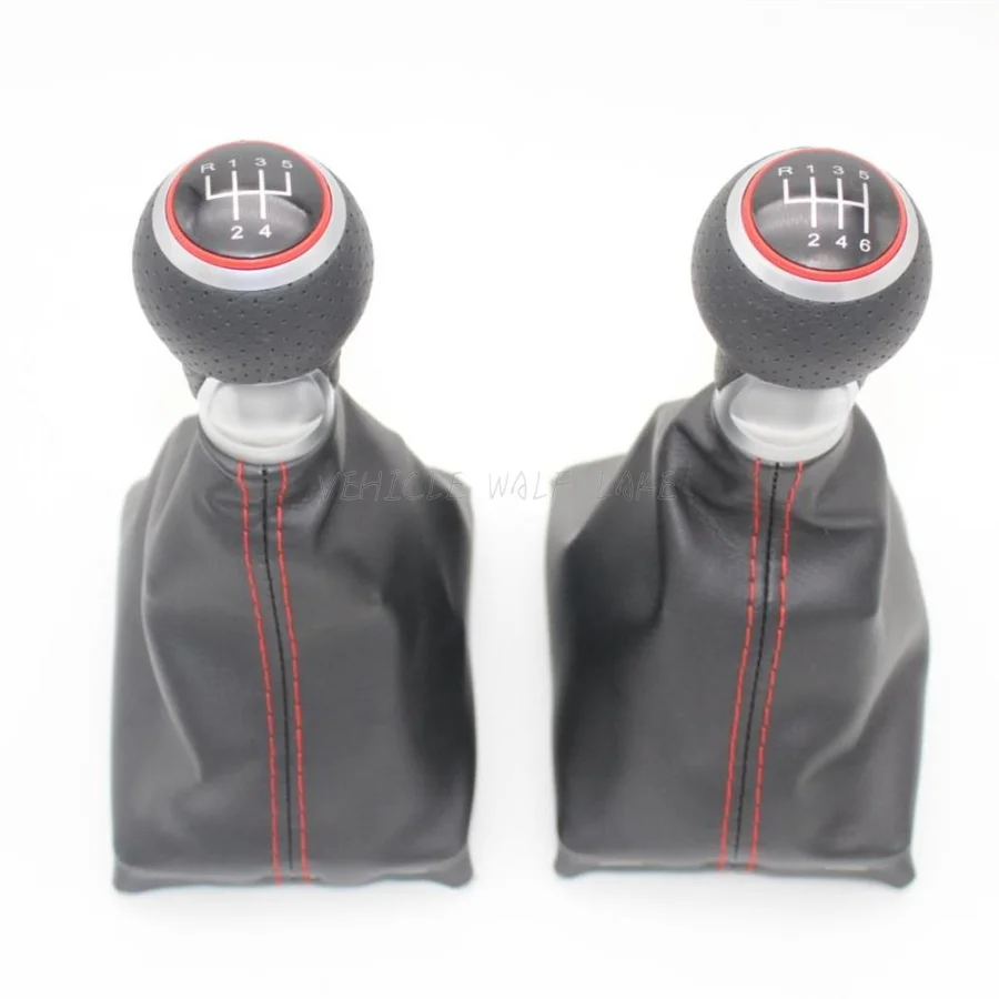 

For Audi A6 C6 S6 Avant 2005 2006 2007 2008 2009 2010 2011 Car 5 Speed 6 Speed Car Gear Stick Level Shift Knob PU Leather Cover